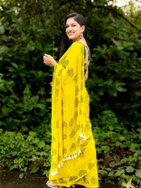 YELLOW ROSE(Trendy mul block sarees)