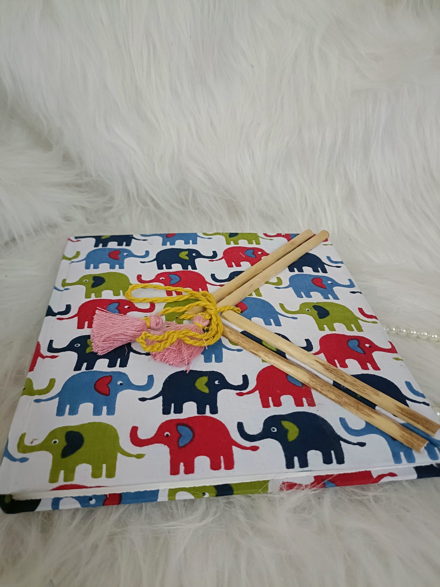 Animal hand block Handmade recycled paper sketchbook/journal -Elephant theme des 2