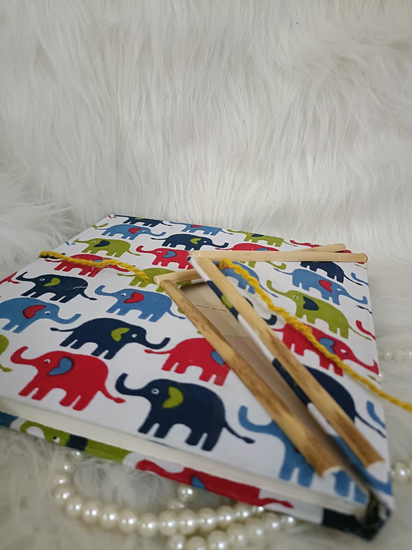 Animal hand block Handmade recycled paper sketchbook/journal -Elephant theme des 2