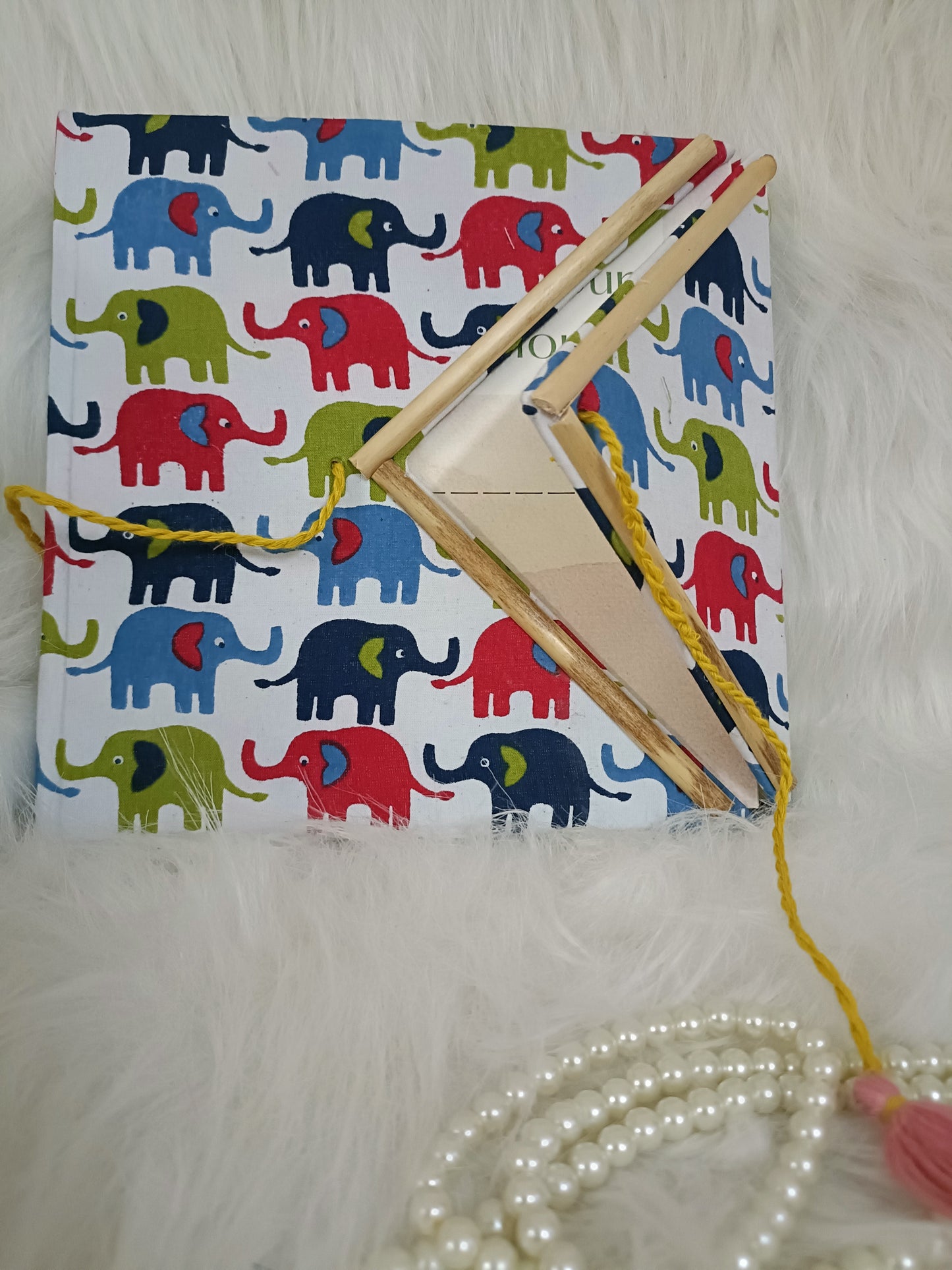 Animal hand block Handmade recycled paper sketchbook/journal -Elephant theme des 2