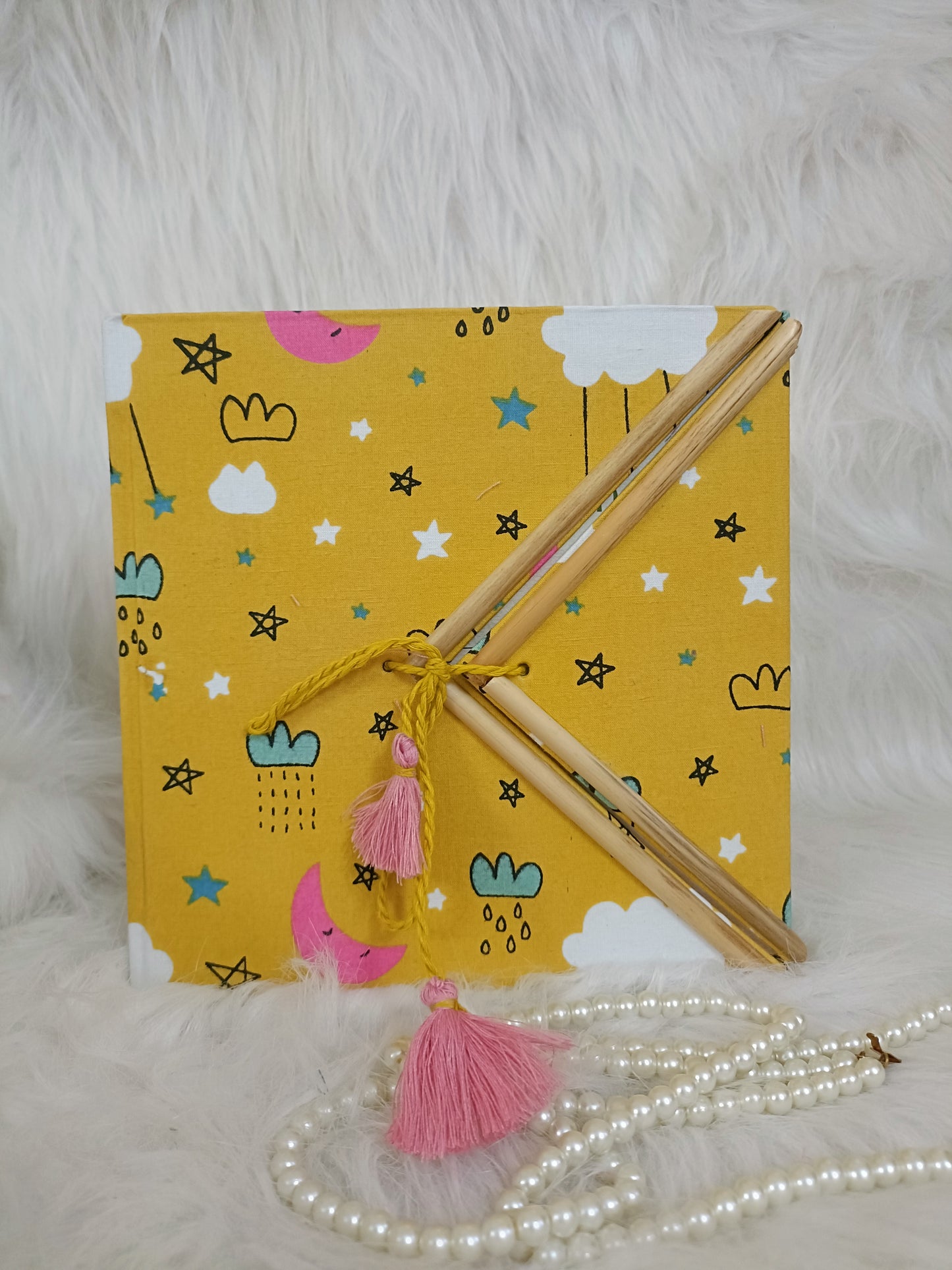 Yellow midnight theme Handmade recycled paper sketchbook/journal