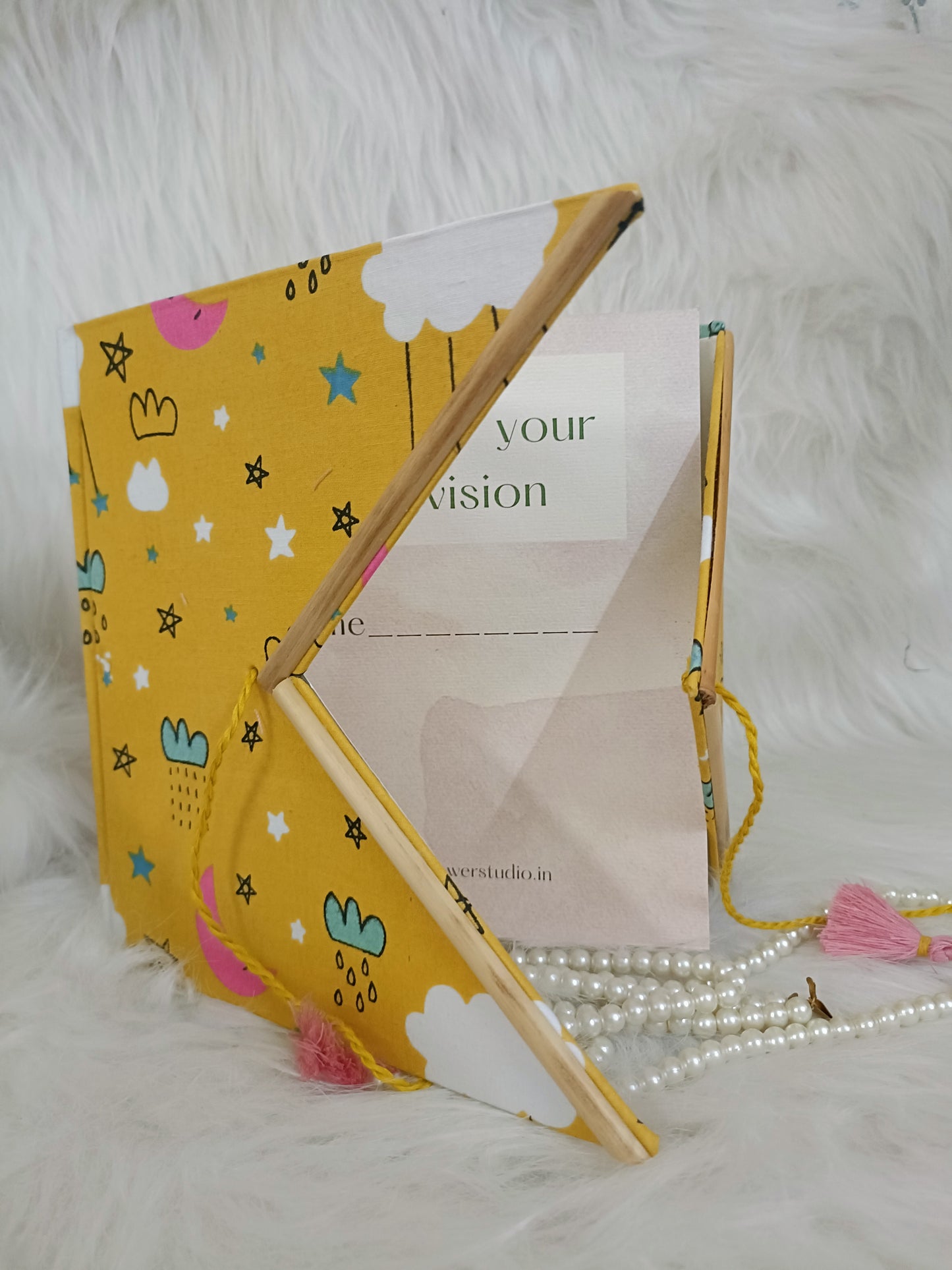 Yellow midnight theme Handmade recycled paper sketchbook/journal