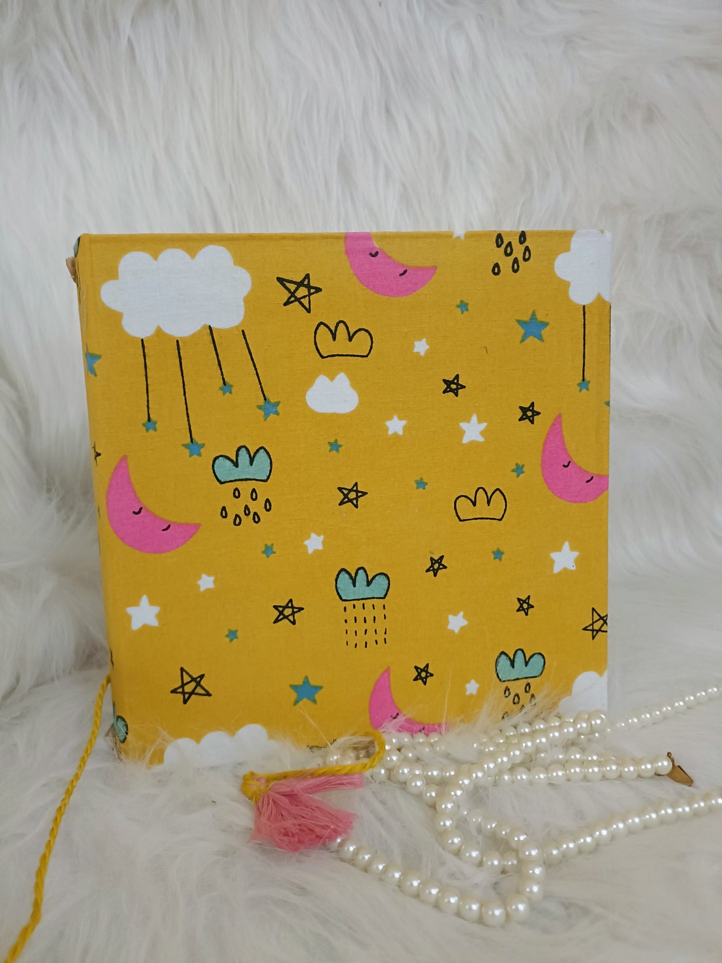 Yellow midnight theme Handmade recycled paper sketchbook/journal