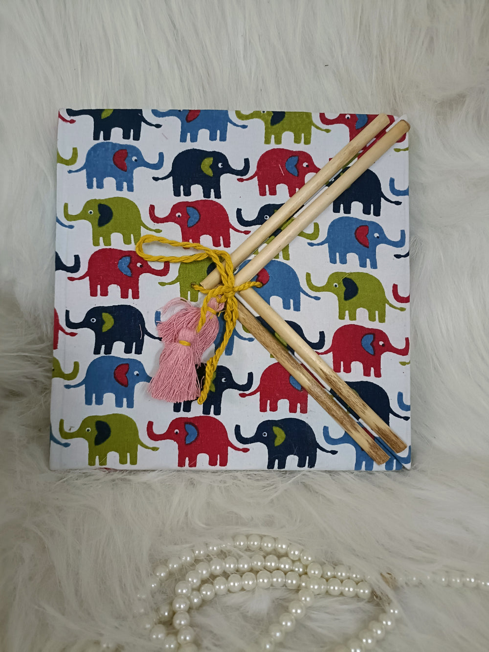 Animal hand block Handmade recycled paper sketchbook/journal -Elephant theme des 2