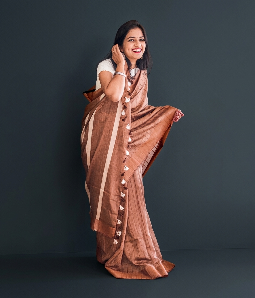 Viscose kota monotone saree for everyday wear with lightweight breathable drape