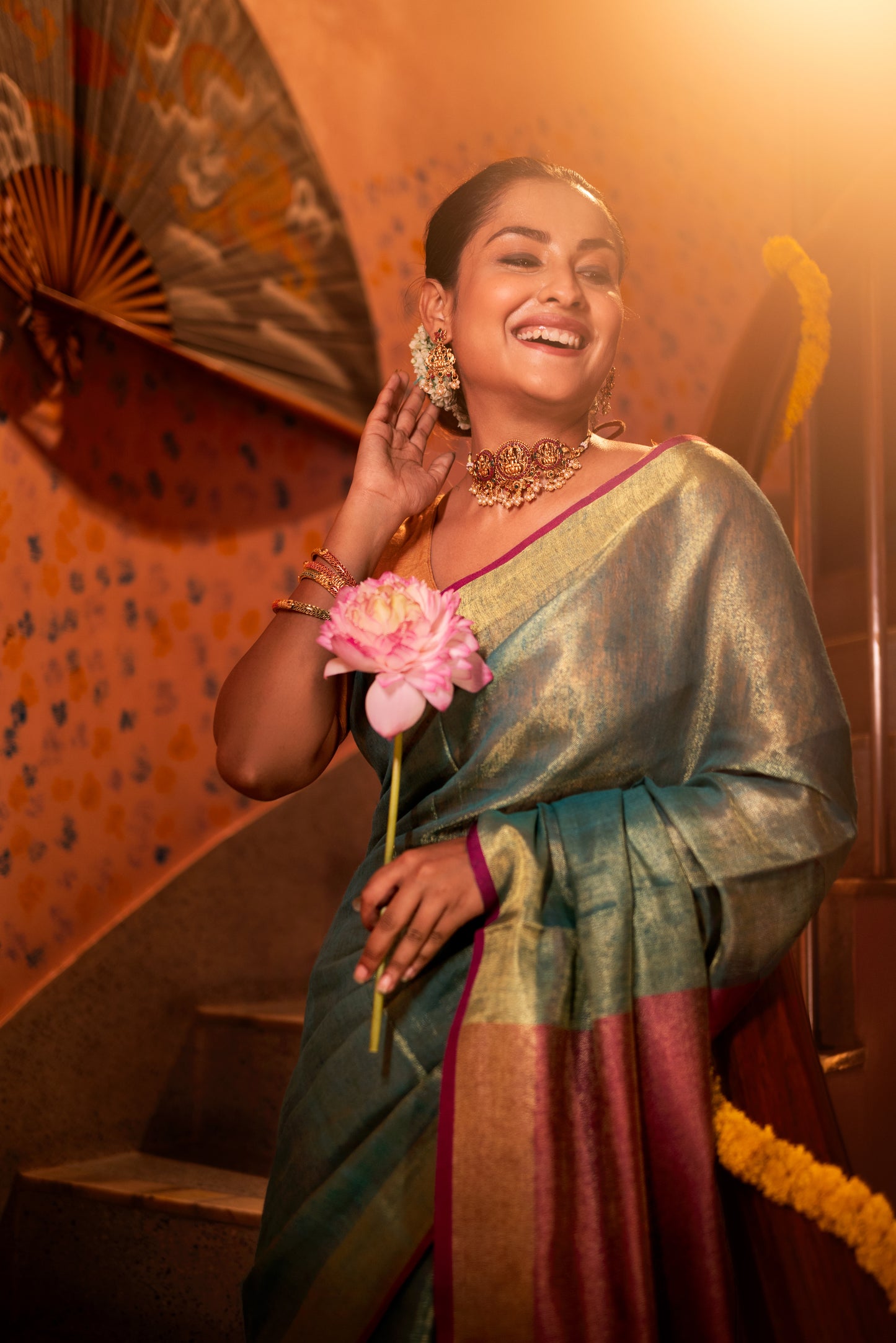 Lightweight tissue saree for weddings, pujas and Indian celebrations