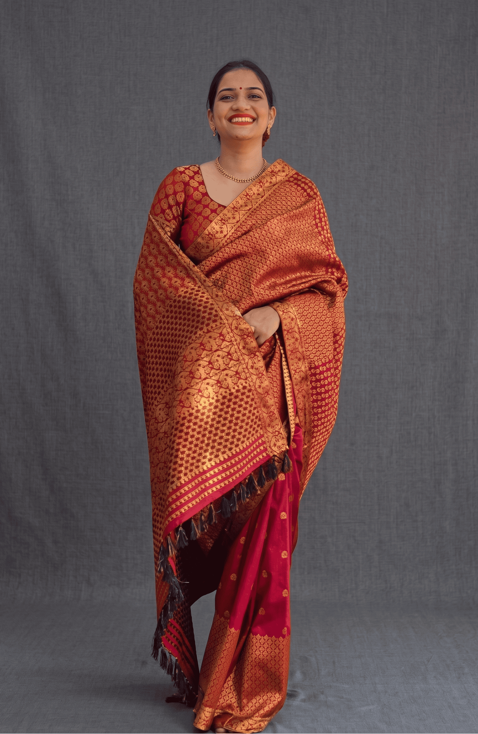 Puhor Maroon Silk Saree with Intricate Assam Boota Motif | Apaapi ...