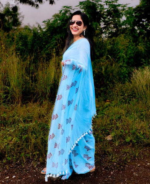 BLUE MORPHO(Artisanal block print sarees)