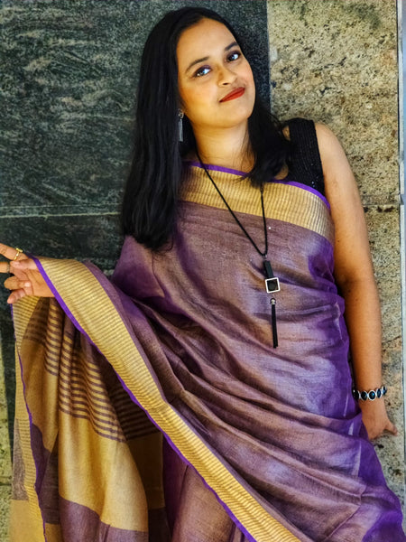 PURPLE BOUJEE (TISSUE LINEN SAREE)