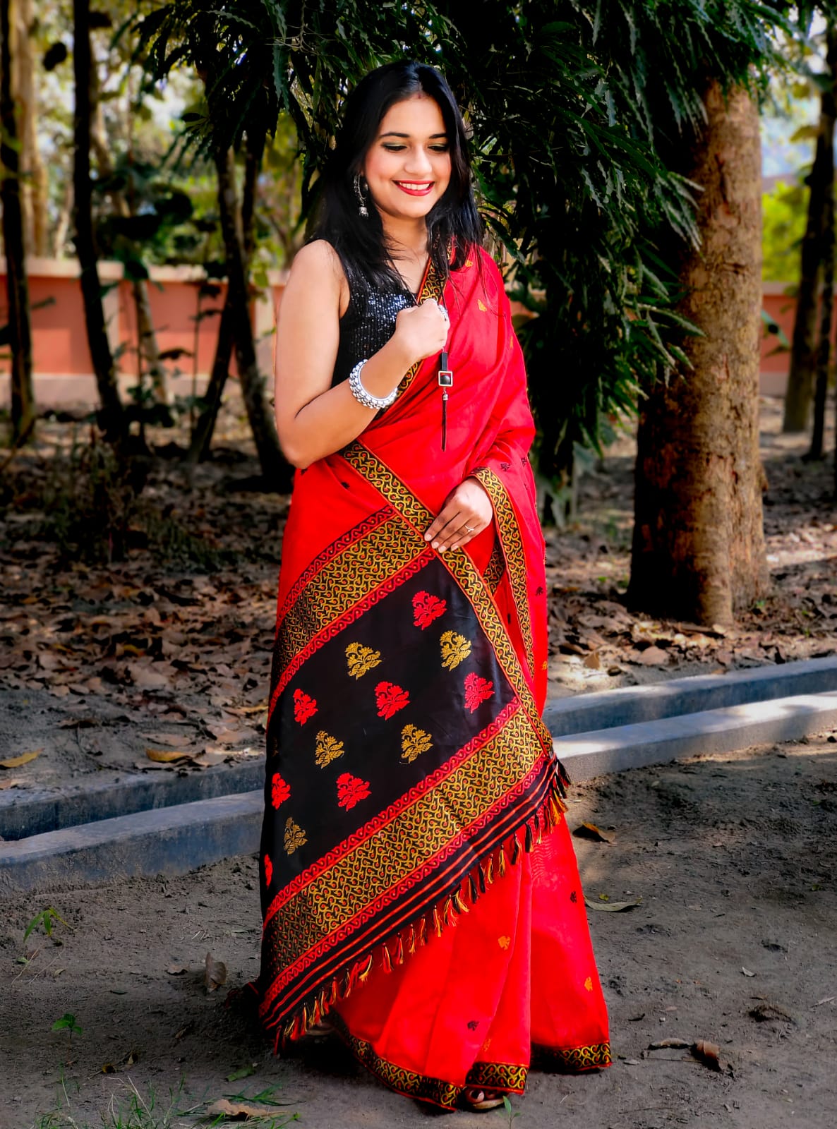 Sita Benares Red Pure Silk Handloom-Silk Mark Saree — Seven Sarees
